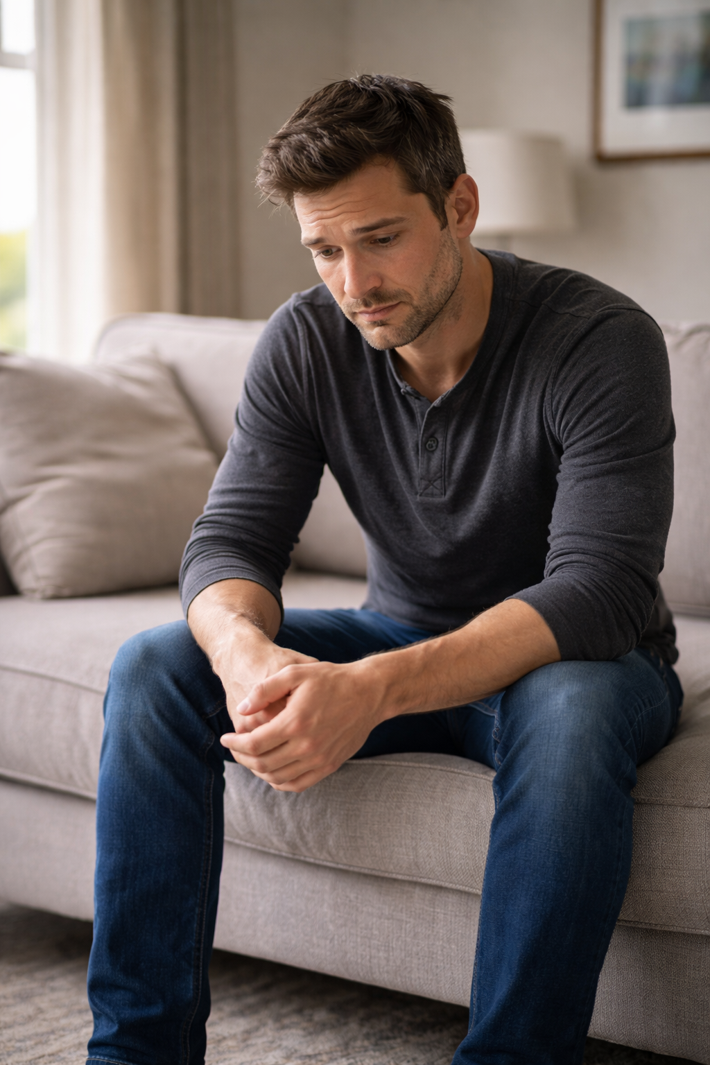 Man looking uncertain before discovering the complete Climax Mastery system